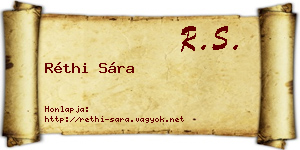 Réthi Sára névjegykártya